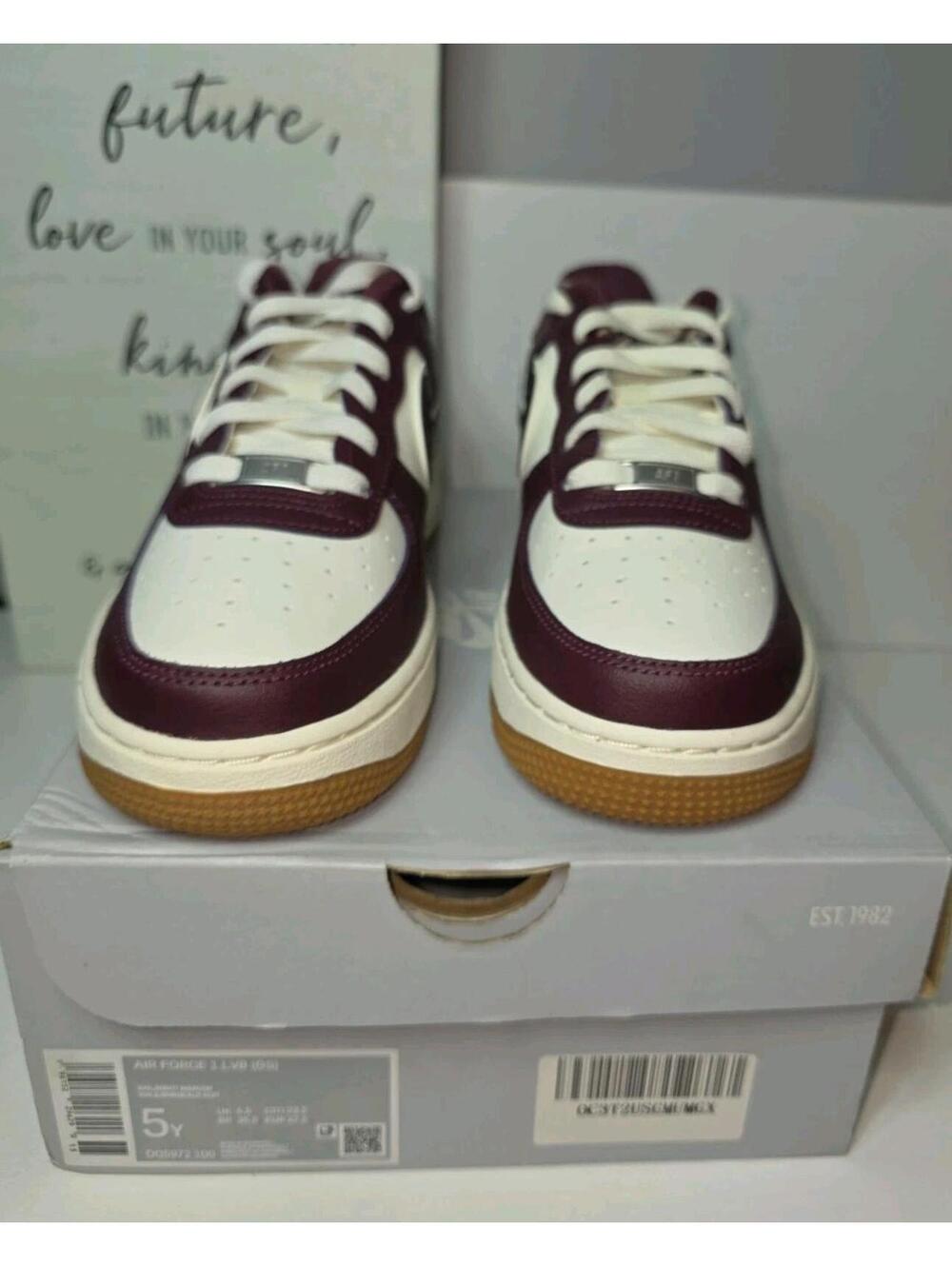 ⭐Nike Air Force 1 LV8 GS Sz 5y Big Kids Shoes New Night Maroon